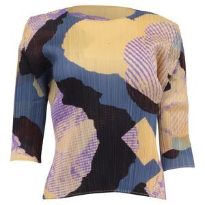 Pleats Please by Issey Miyake Meteorite Print Pleated Blouse in Multicolor